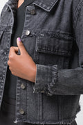 Frayed Edges Denim Jacket Black (3)