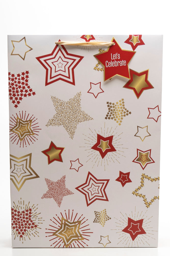 Christmas Stars Gift Bag Red