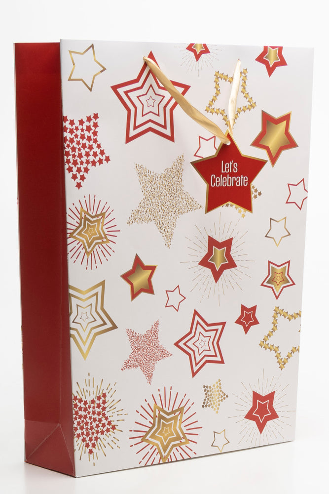 Christmas Stars Gift Bag Red