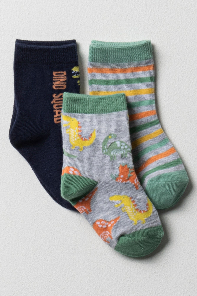 3 Pack Dino Socks Multi