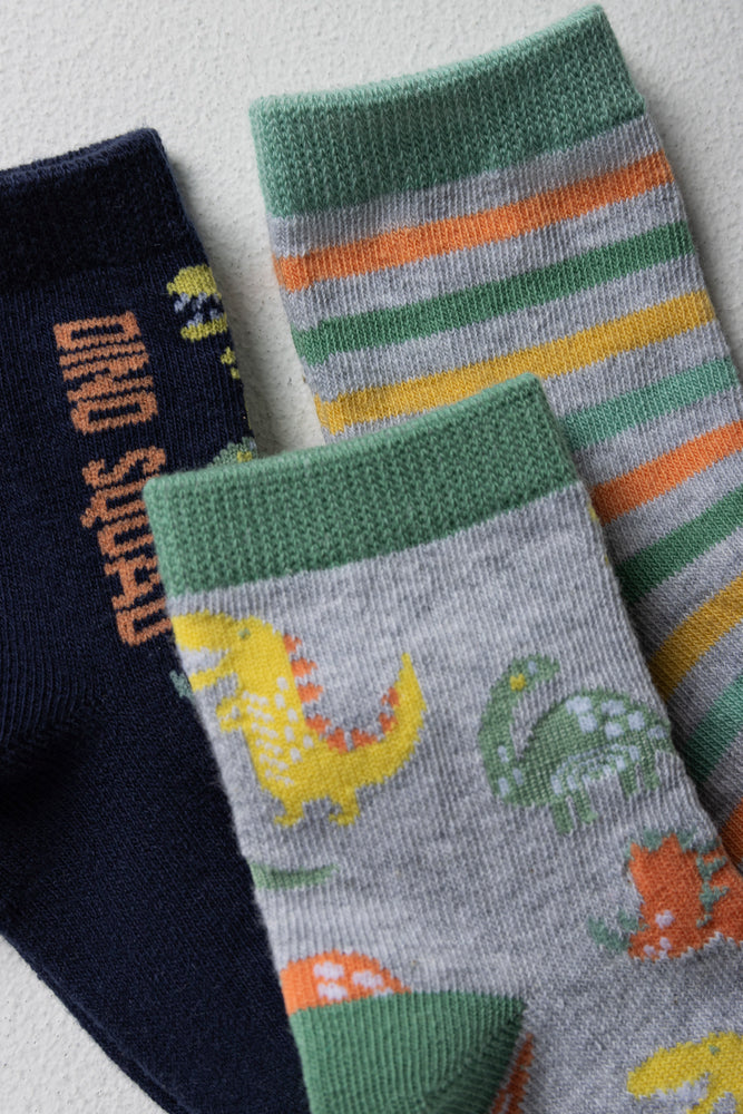 3 Pack Dino Socks Multi (1)