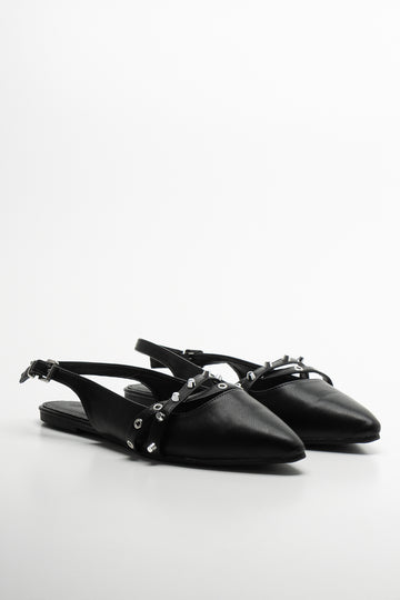 Slingback Pointed Mule Sandal Black