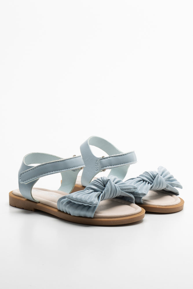 Pleated Bow Sandal Light Blue