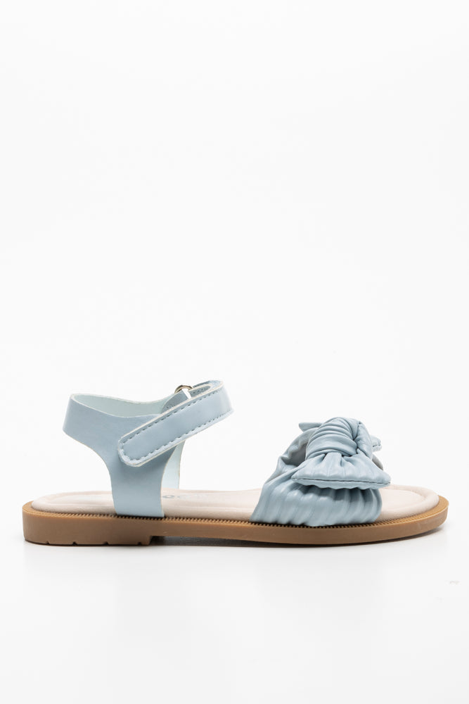 Pleated Bow Sandal Light Blue