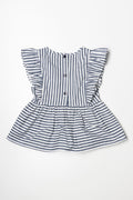 Stripe Peplum Frill Top Navy (2)