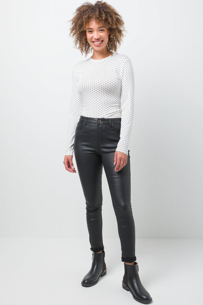 Coated Skinny Denim Jeans Black