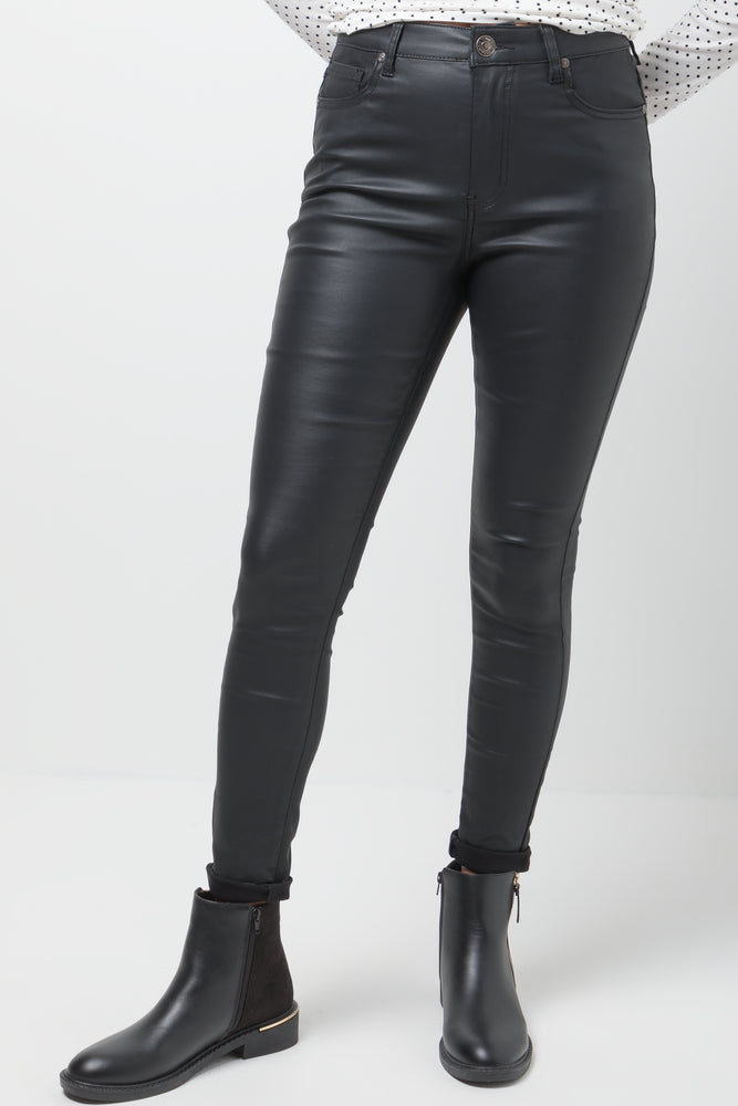 Coated Skinny Denim Jeans Black