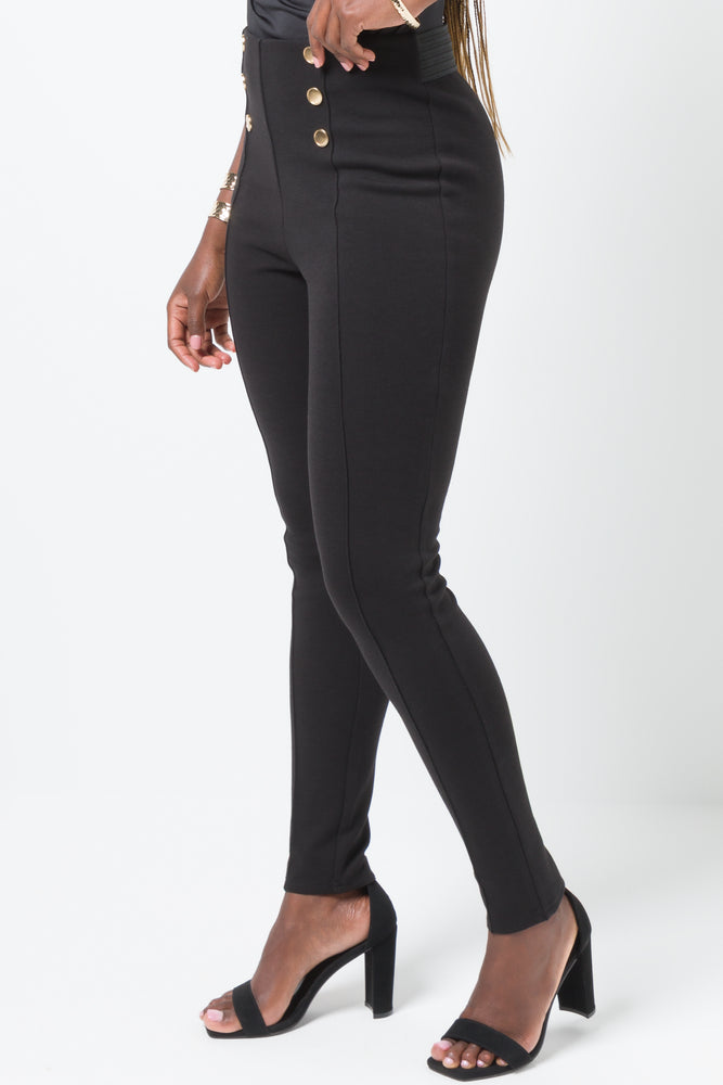 Legging With Gold Buttons Black