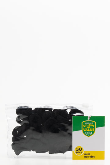 50 Pack Mini Hair Rings Black