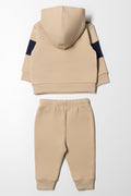 Colourblock Hooded Tracksuit Natural and Navy (3)