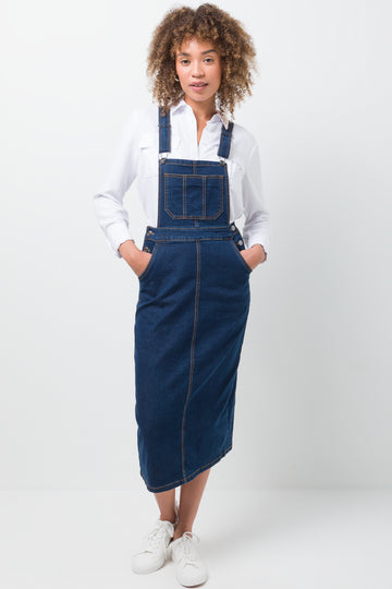 Denim Dungaree Dress Blue