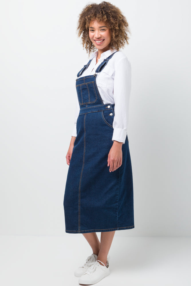 Denim Dungaree Dress Blue