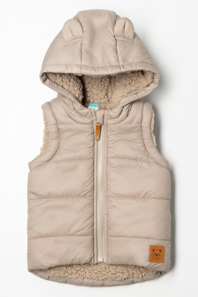 Sleeveless Hooded Jacket Natural