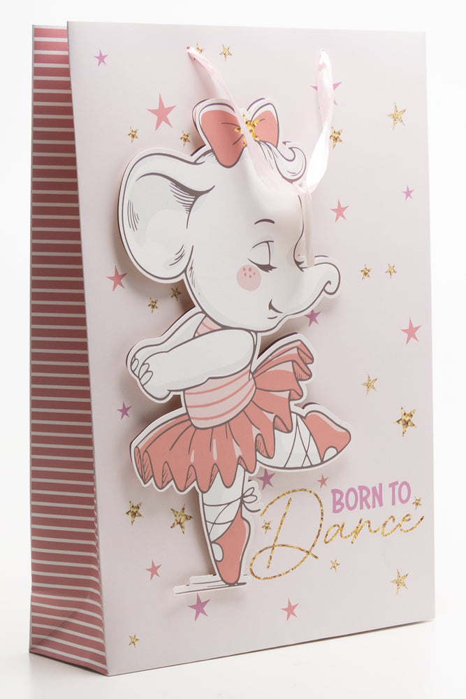 Elephant Born To Dance Gift Bag Pink