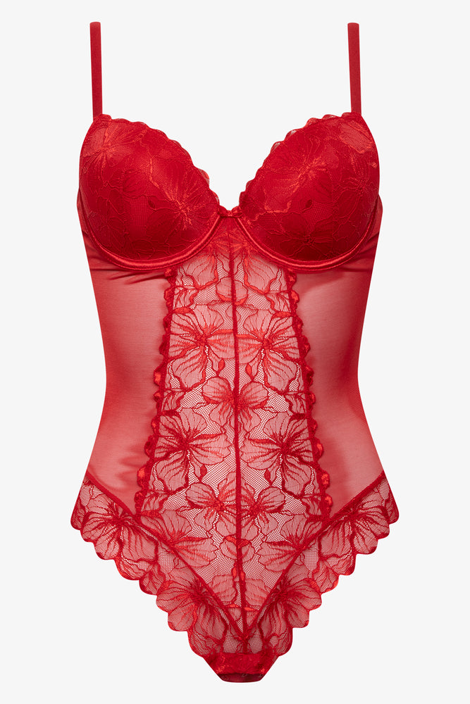 Lace Bodysuit Red