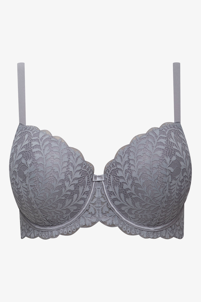 2 Pack Lace Balconette Bra Blue & Grey