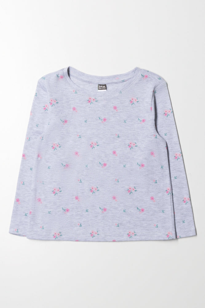 Floral Long Sleeve T-Shirt Grey