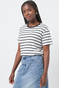 Stripe Short Sleeve T-Shirt White And Black