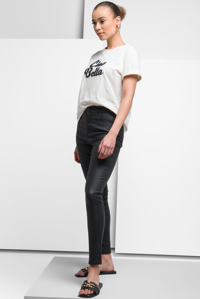 Coated Skinny Denim Jeans Black