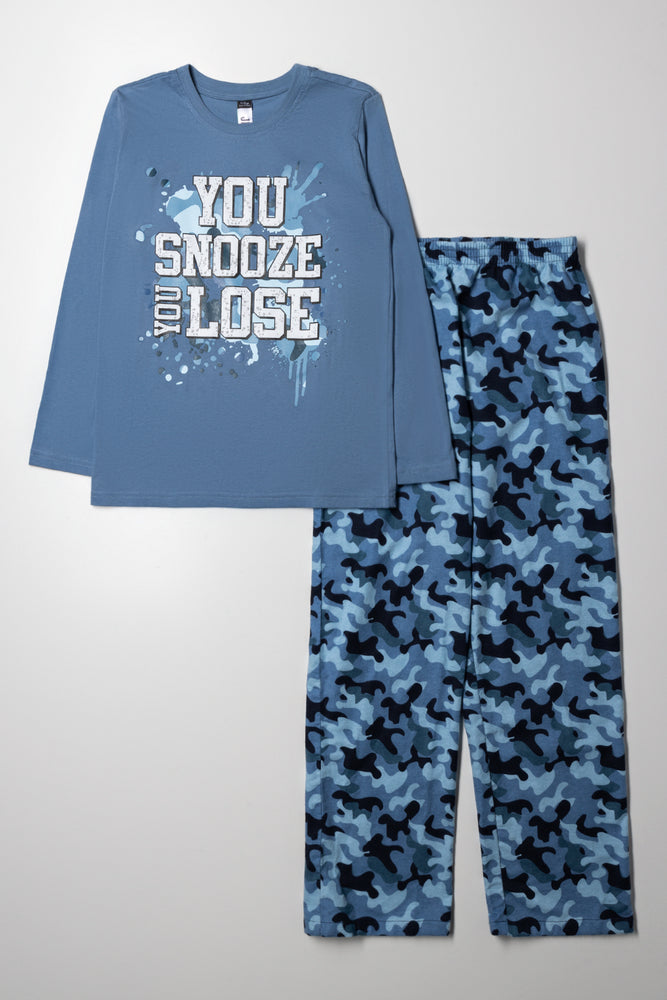 Camo Long Sleeve Pyjamas Blue