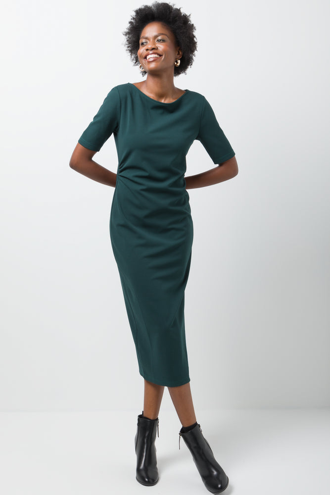 Side Ruched Bodycon Dress Green