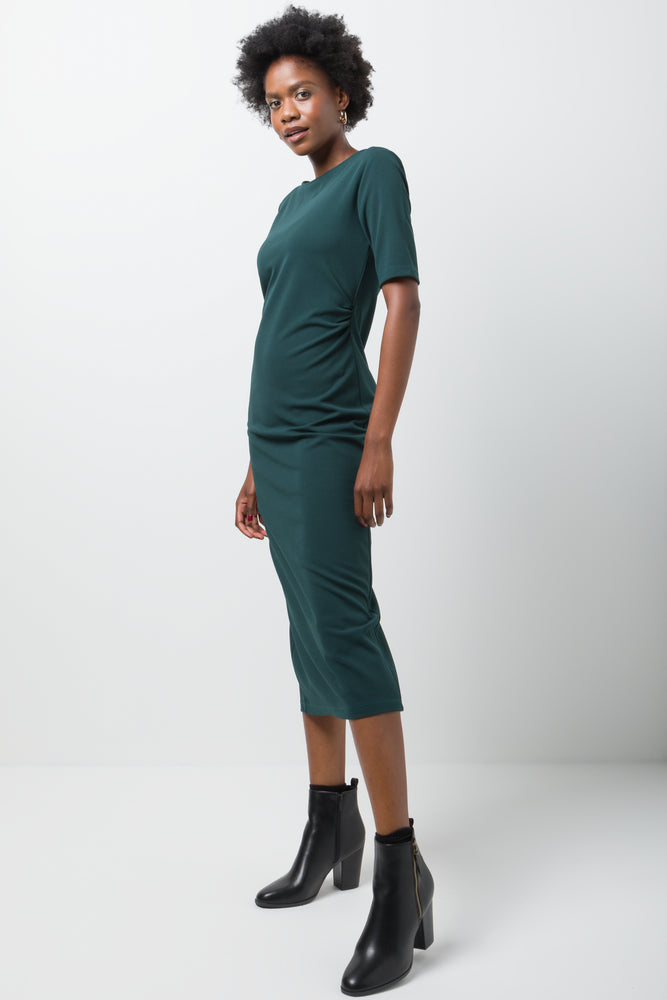 Side Ruched Bodycon Dress Green