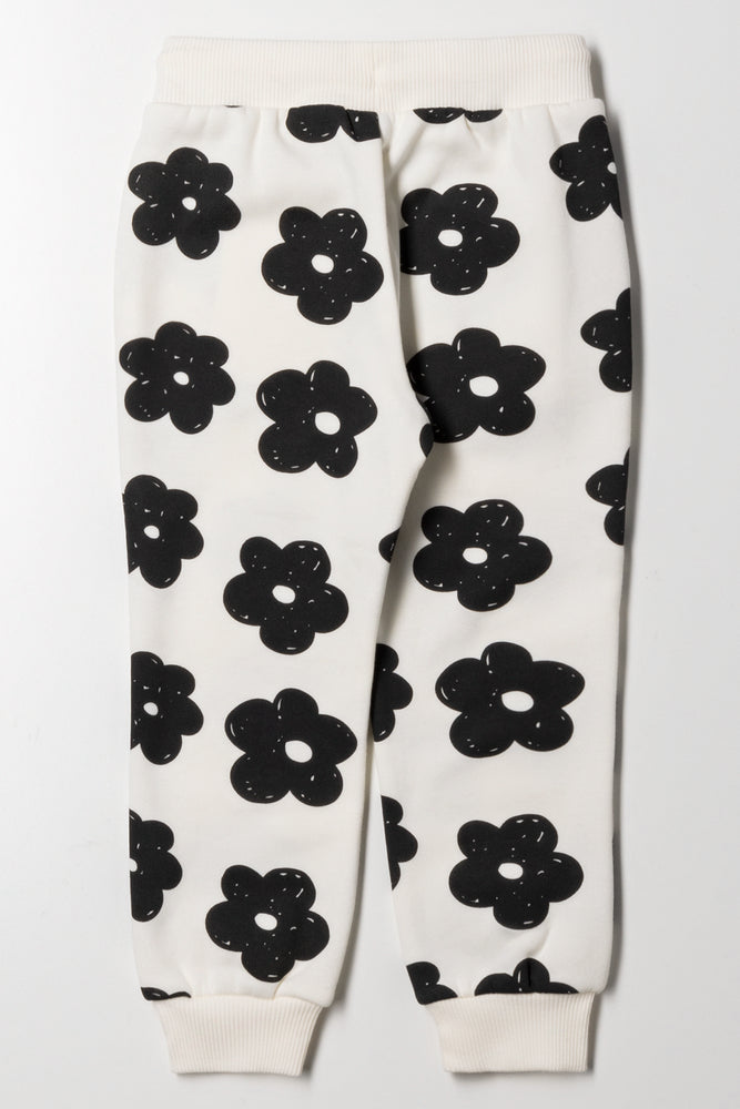 Big Flower Trackpants White & Black (3)