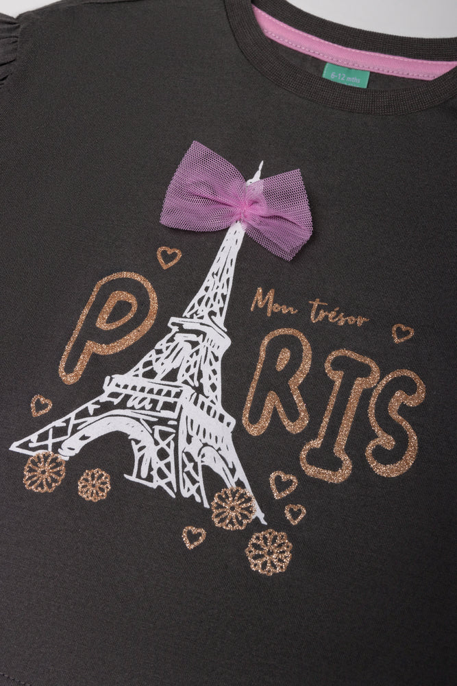 Paris Long Sleeve T-Shirt Dark Grey