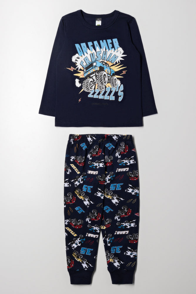 Monster Truck Long Sleeve Pyjamas Navy