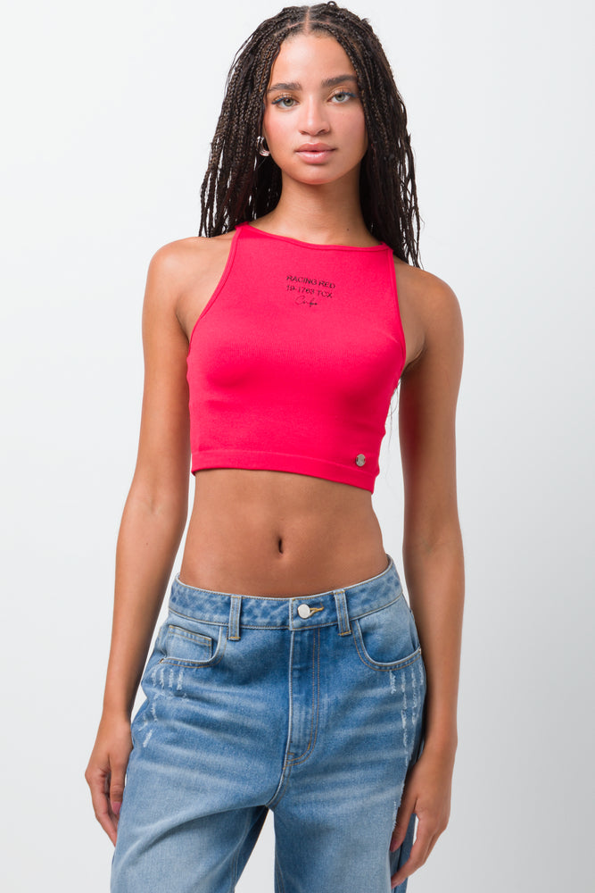 Seamless Crop Vest Red