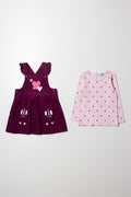 Corduroy Pinni Set with Hearts Pink & Purple (4)