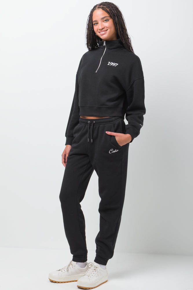 Quarter Zip Top Black