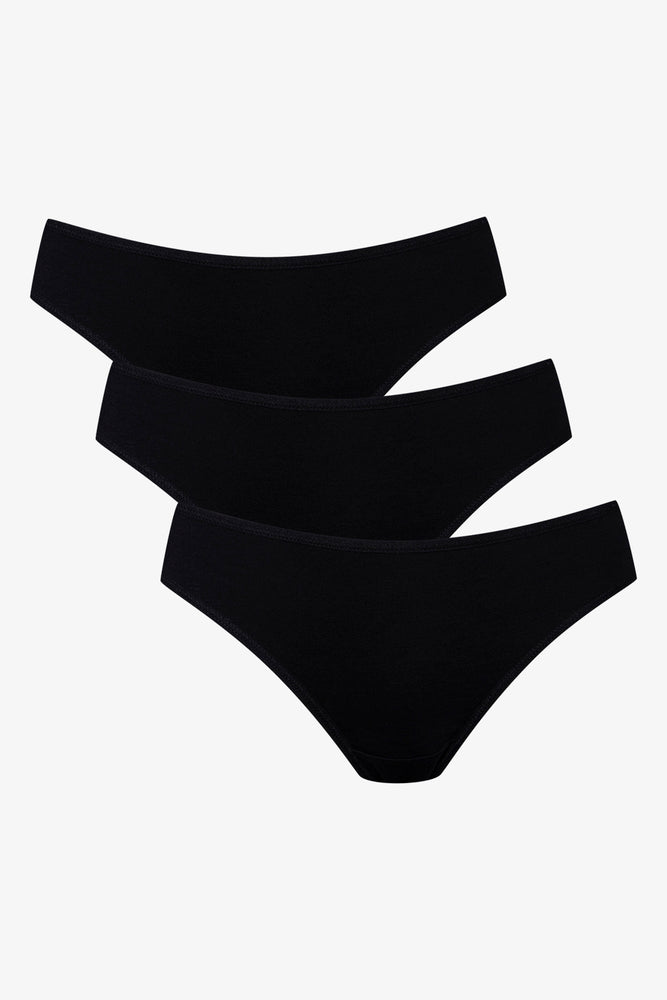 3 Pack Bamboo Cotton Bikini Black