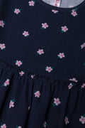 Floral Fit And Flare Dress Navy (1)