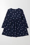 Floral Fit And Flare Dress Navy (2)