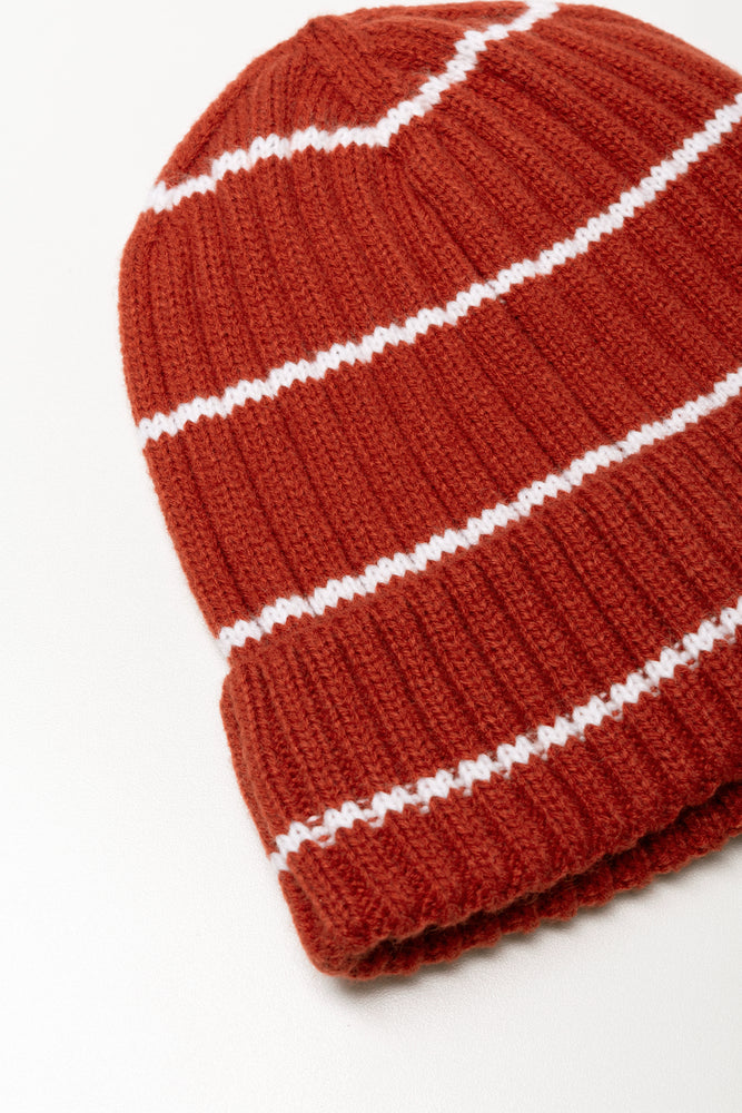 Stripe Beanie Rust