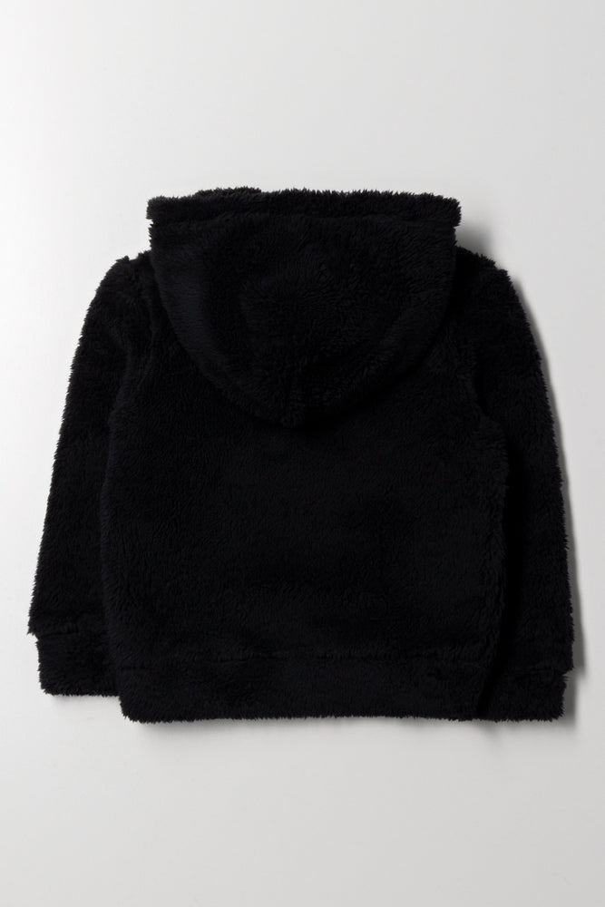 Sherpa Hoodie Black (2)