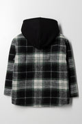 Melton Hooded Check Shacket Navy & Green (3)