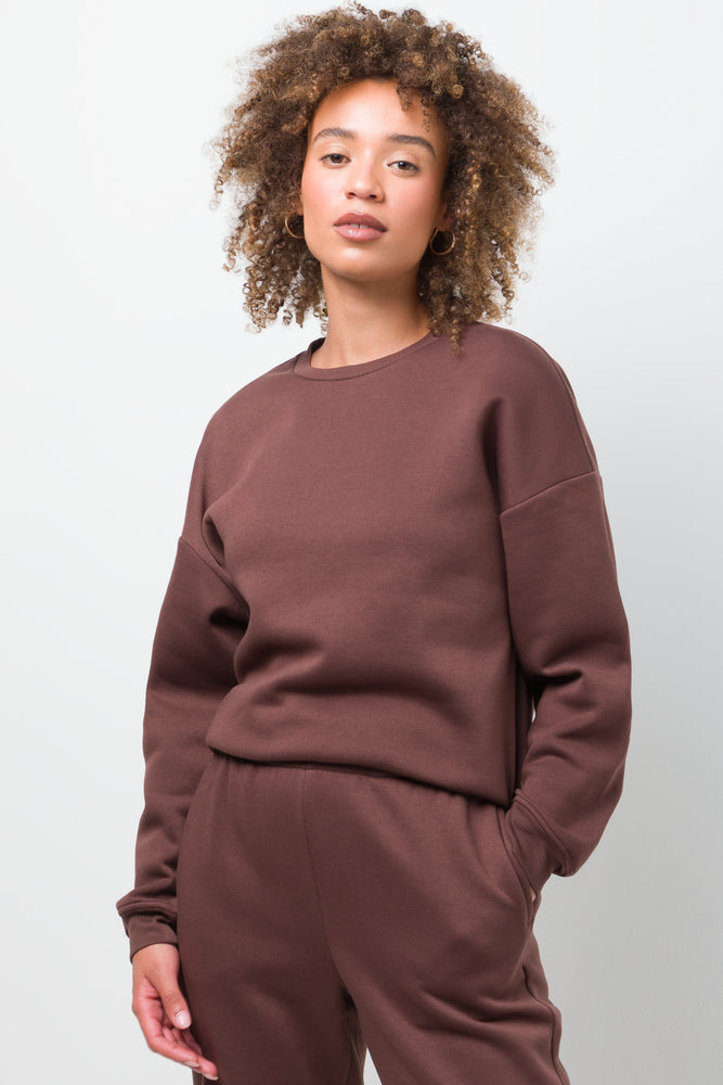 Crew Neck Tracktop Brown