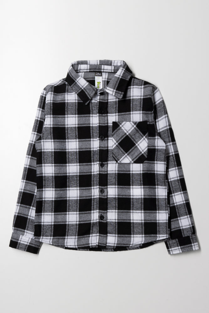 Check Long Sleeve Shirt Black And White