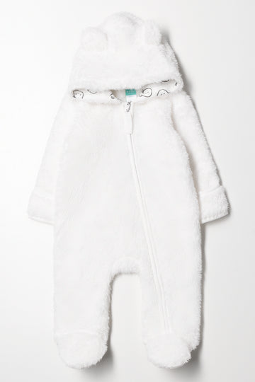 Fleece Baby Grow White