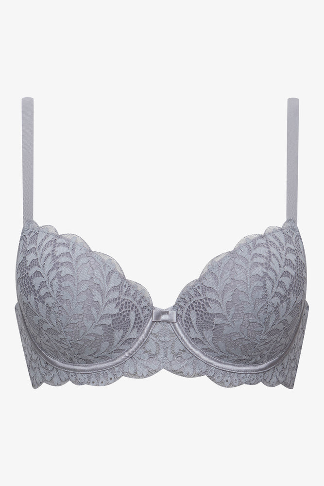 2 Pack Lace Balconette Bra Blue & Grey