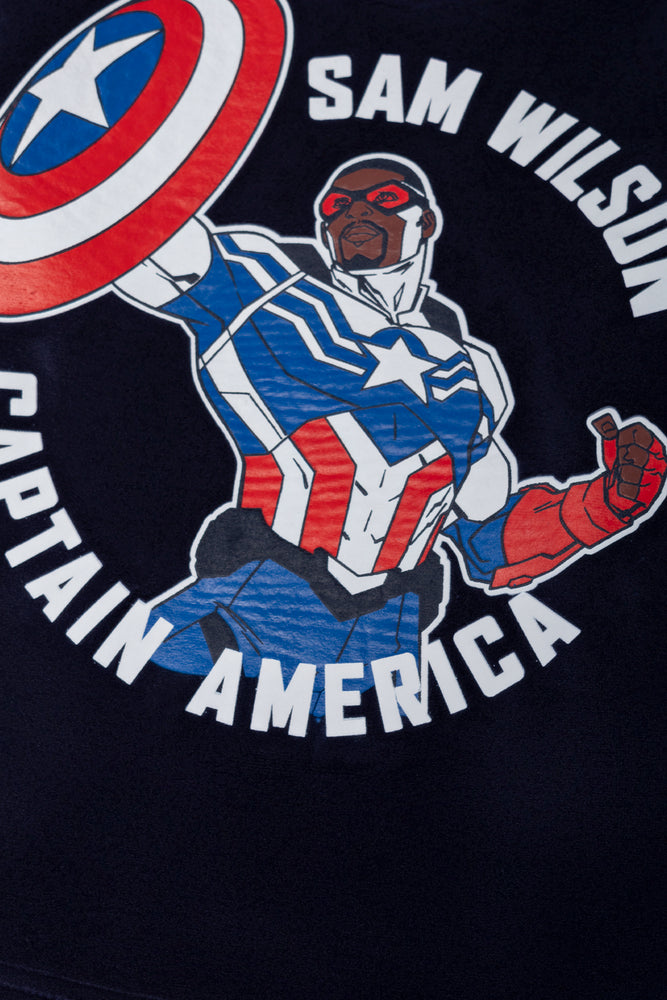 Captain America Fleece Long Sleeve Pyjamas Navy And Cream