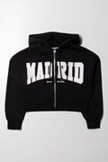 Madrid Hooded Crop Zip Up Tracktop Black