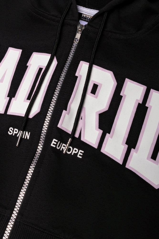 Madrid Hooded Crop Zip Up Tracktop Black