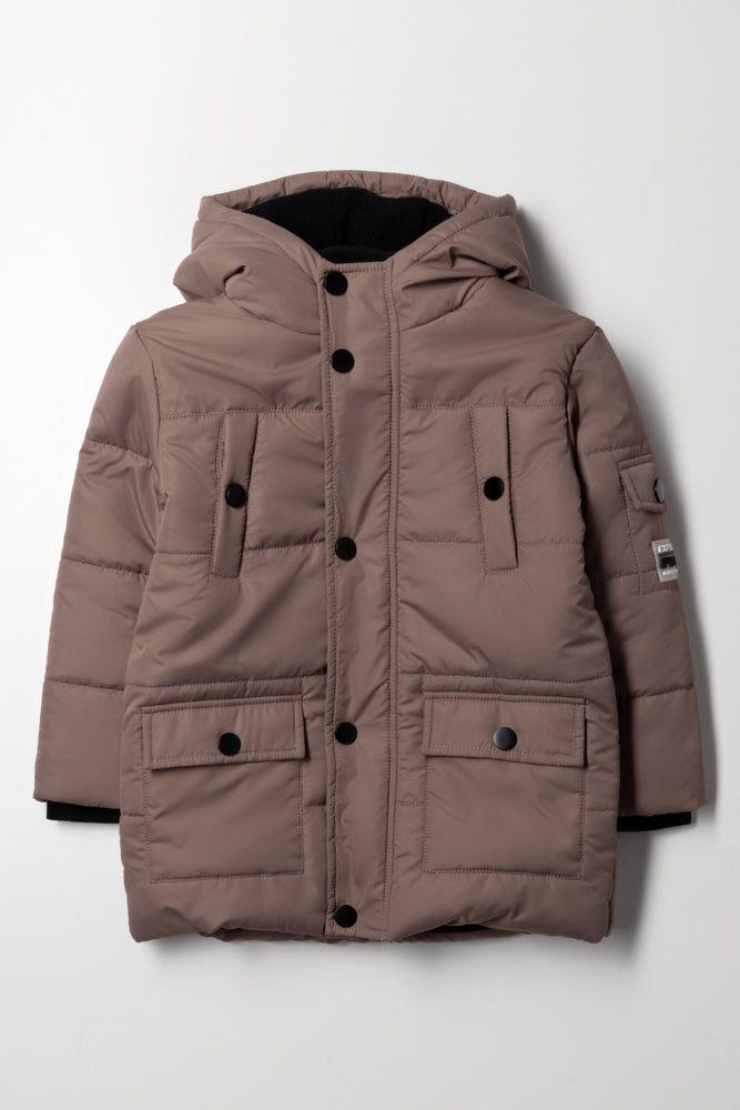 Hooded Puffer Parka Jacket Natural