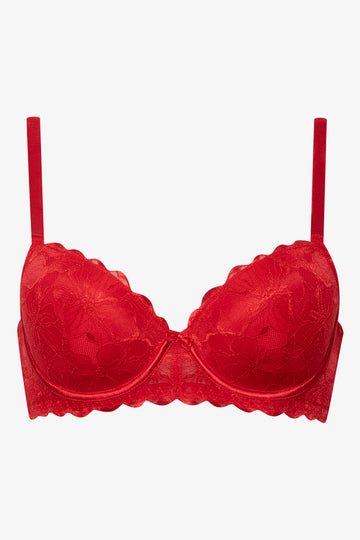 Lace Balconette Bra Red