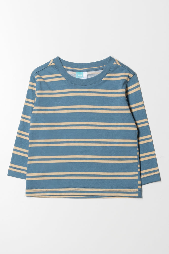 Stripe Long Sleeve T-Shirt Teal And Natural