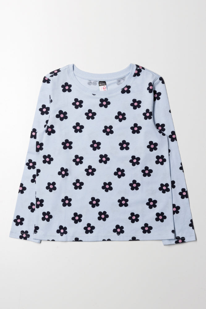 Floral Long Sleeve T-Shirt Blue