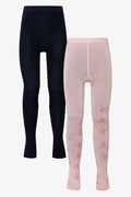 2 Pack Tights Navy And Pink